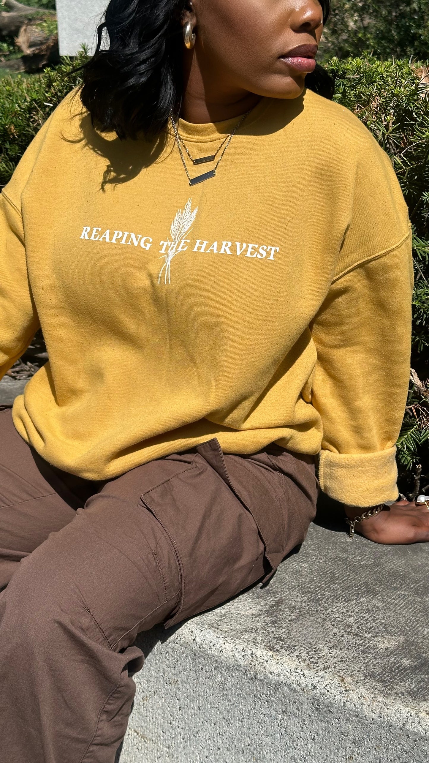Reaping the Harvest Mustard crewneck sweatshirt